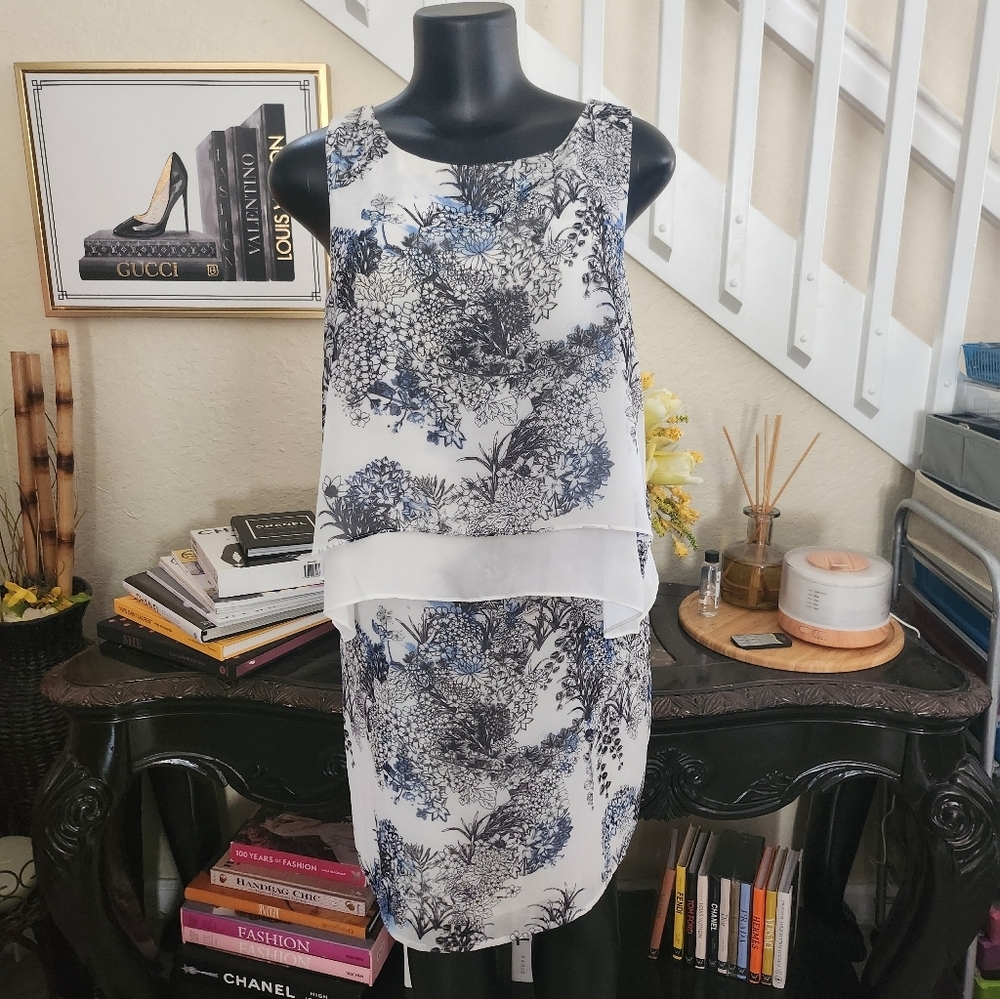 Mint Velvet Layered Chiffon Open Back Dress size 14